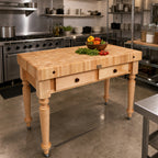 Thumbnail image #3 for John Boos Cucina Rustica CUCR05 48 x 24-Inch End-Grain Maple Butcher Block Work Table, 4-Inch Top, 2 Drawers