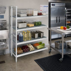 Thumbnail image #2 for Fermod Fermostock 4R31B66-E 4-Tier Polymer Shelving Add-On Unit, Anodized Aluminum, 31W x 18D x 66H, 1 Upright