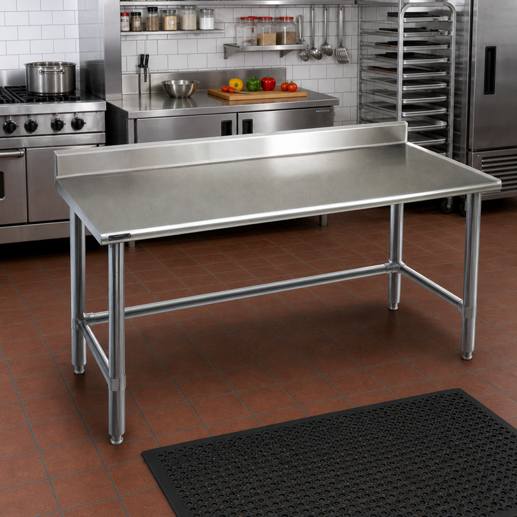 Product image #2 for Spec-Master 84" x 30" Stainless Steel Work Table with 4-1/2" Backsplash and Tubular Base