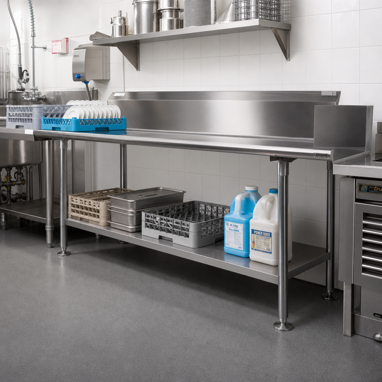 Product image #2 for John Boos Stainless Steel Dishtable Undershelf with Adjustable Bullet Feet, 113-5/8W x 24-1/8D