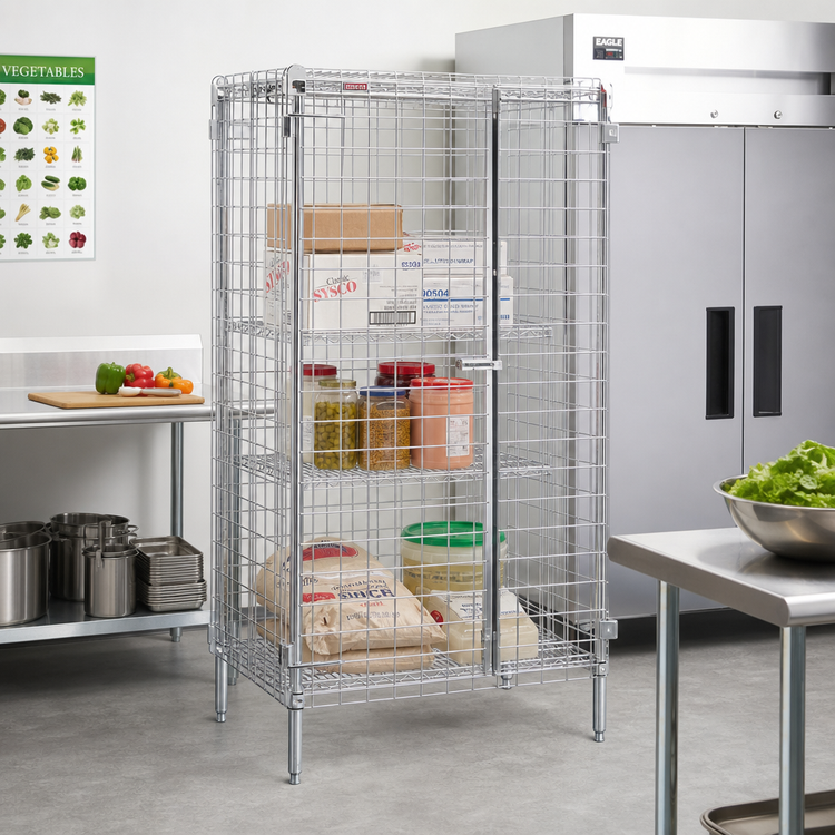 Product image #2 for Eagle Group QuadTruss Stationary Open Wire Security Cage, 33-1/4 x 33-1/4 x 67 Inch, Chrome-Plated