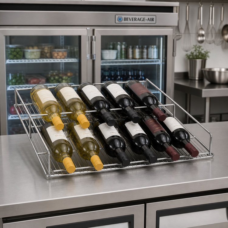 Product image #2 for Beverage-Air Flat Chrome Wine Rack Accessory for MMR49, Holds 12 Bottles