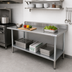 Thumbnail image #2 for Advance Tabco Special Value 84-Inch x 24-Inch 16-Gauge 430 Stainless Steel Work Table with 5-Inch Backsplash and Adjustable Undershelf