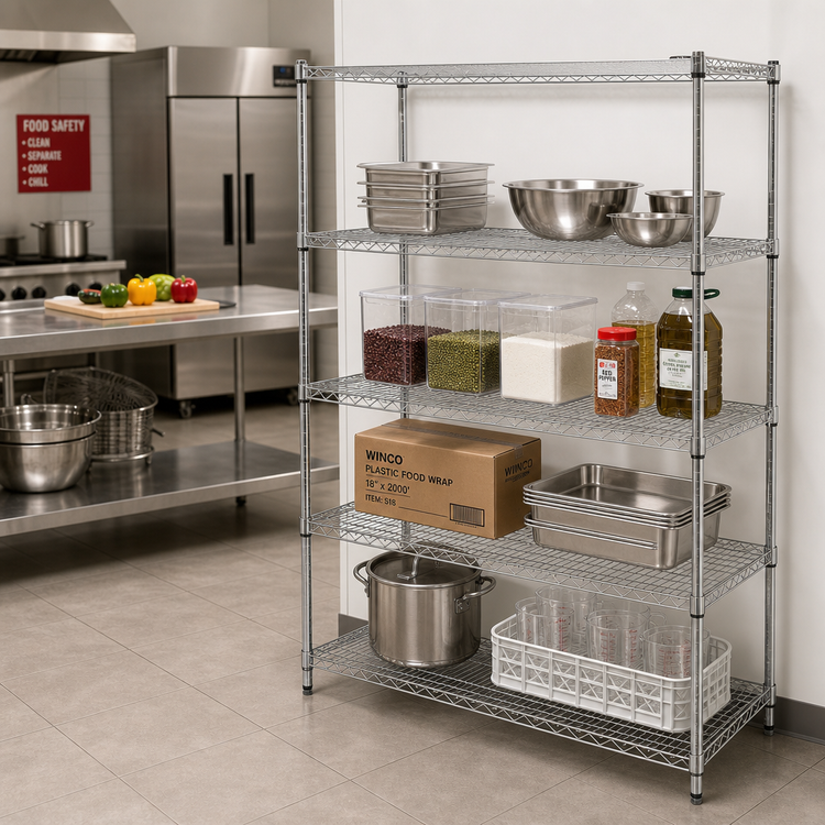 Product image #2 for Winco VCS-2448 24 x 48 x 72 Inch 4-Tier Chrome Plated Wire Shelving Set