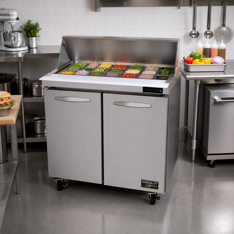Product image #2 for Kool-It Signature Mega Top Two-Section Sandwich / Salad Prep Table, 36-Inch Wide, 2 Doors, 15-Pan Top