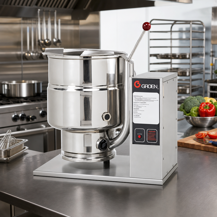 Product image #2 for Groen TDB-20C Electric Countertop 20-Quart Hand-Tilt Kettle, 2/3 Jacket, Right-Side Console