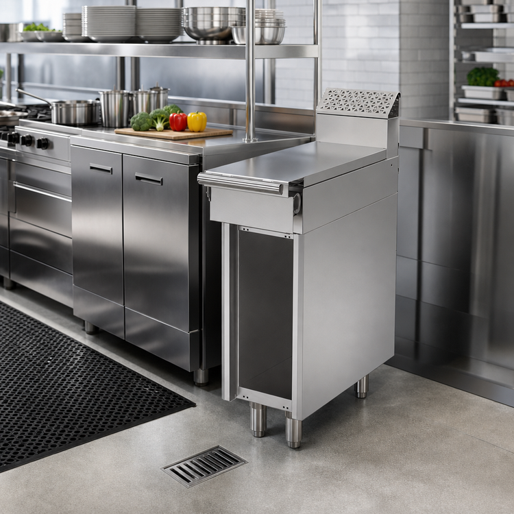 Product image #2 for Garland Cuisine 12-Inch Heavy-Duty Stainless Steel Spreader Cabinet with Open Base and 7-Inch Backguard