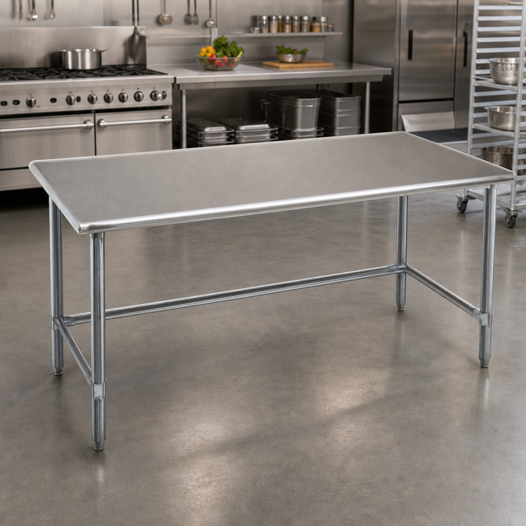 Product image #2 for Eagle Group Budget Series 60"W x 36"D Flat Top Work Table with 430 Stainless Steel Top and Galvanized Tubular Base