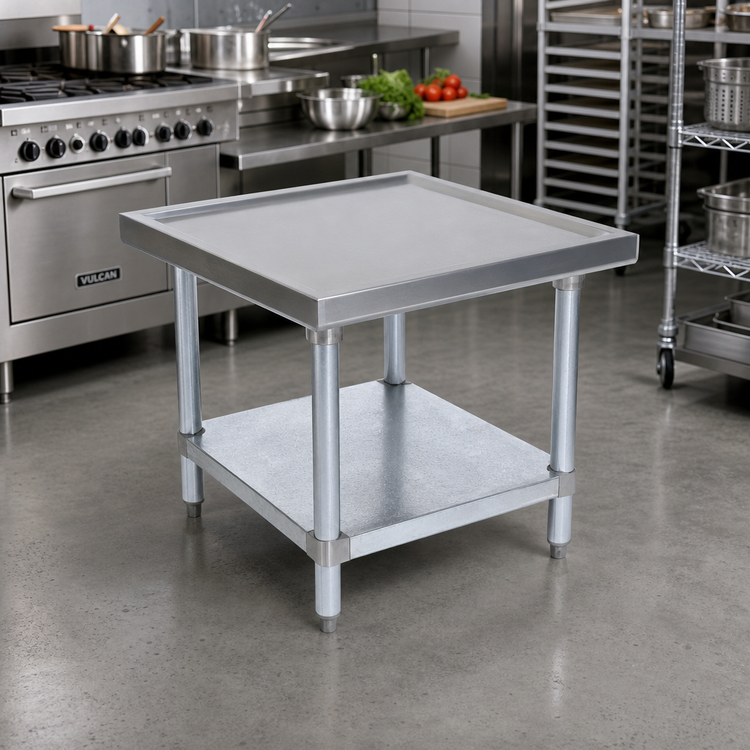 Product image #2 for John Boos 24-Inch Square Heavy-Duty Machine Stand with Stainless Steel Top and Adjustable Galvanized Shelf