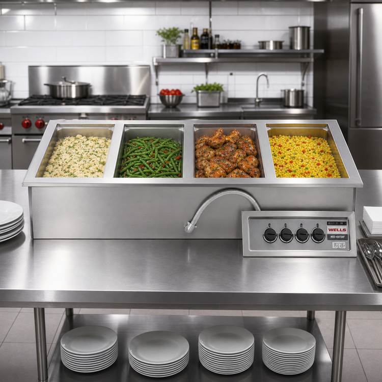 Product image #2 for Wells MOD-400TDAF Built-In Electric Auto-Fill Hot Well with 4 Full-Size Pan Openings