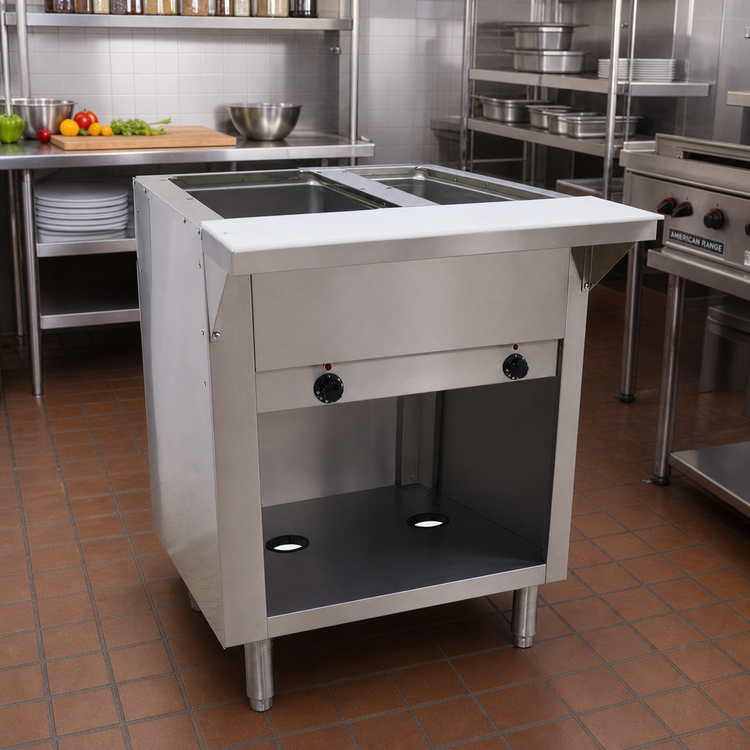 Product image #2 for Advance Tabco Triumph Supreme 31-13/16-Inch Electric Hot Food Table with 2 Wells and Poly Cutting Board