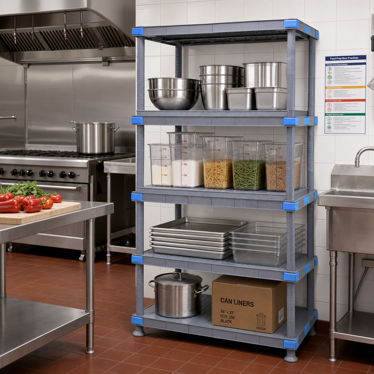 Product image #2 for Quantum Millenia 4-Shelf Solid Polymer Starter Shelving Unit, 30 x 18 x 86 Inches
