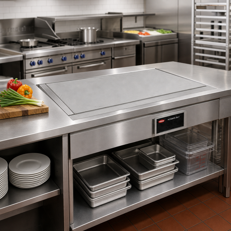 Product image #2 for Hatco HCSSBFX-36-F 36-Inch Built-In Flush-Top Simulated Stone Hot/Cold Shelf for Remote Refrigeration