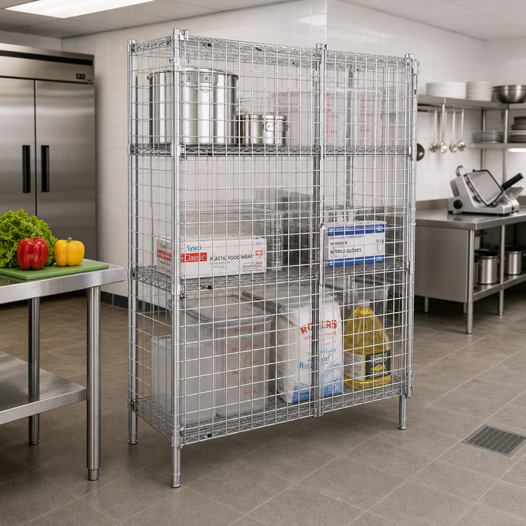 Product image #2 for Metro Super Erecta qwikSLOT Stationary Chrome Plated Wire Security Cage