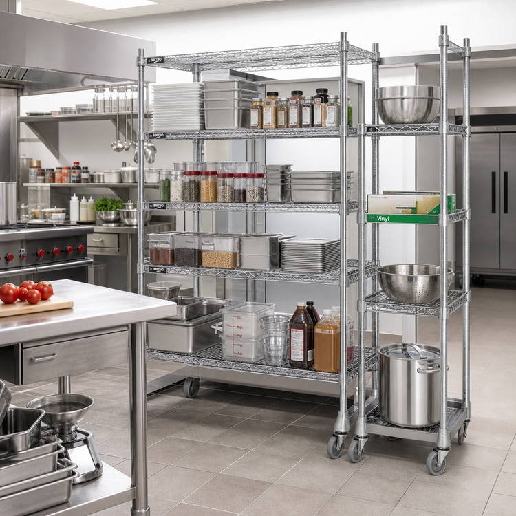 Product image #2 for Metro TOP-TRACK Super Erecta & Super Adjustable 18-Inch Wide Stationary End Unit Kit with 86-Inch Chrome-Plated Posts