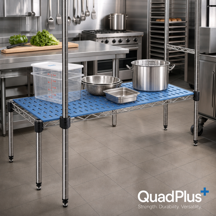 Product image #2 for QuadPlus 48-Inch x 24-Inch Blue Louvered Polymer Shelf Mat with QuadTruss Wire Frame