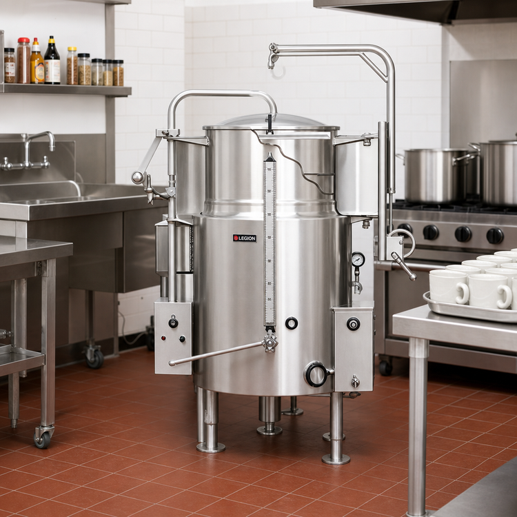 Product image #2 for Legion 80-Gallon Gas Steam-Jacketed Coffee Kettle with Tri-Leg Base