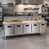 Thumbnail image #2 for La Rosa L-71114-30 114-Inch x 30-1/2-Inch Stainless Steel Equipment Stand with 5 Dry Drawers and Richlite Cutting Board