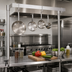 Thumbnail image #2 for BK Resources Adjustable Table-Mount Stainless Steel Pot Rack, Single-Bar Design, 72 Inch W x 50 Inch H