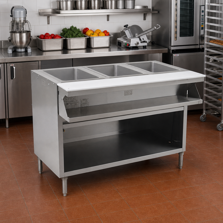 Product image #2 for Spec-Master 48 Inch Electric Sealed Well Hot Food Table with Open Cabinet Base, 3 Wells, Wet or Dry Operation