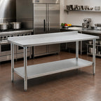 Thumbnail image #2 for Eagle Group Budget Series UT2484SB 84-Inch 430 Stainless Steel Work Table, 24-Inch Deep, with Rear Upturn and Adjustable Undershelf