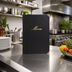 Thumbnail image #2 for Securit Classic Sewn 10 x 13 Black Faux Leather Booklet Menu Cover with Gold Lettering