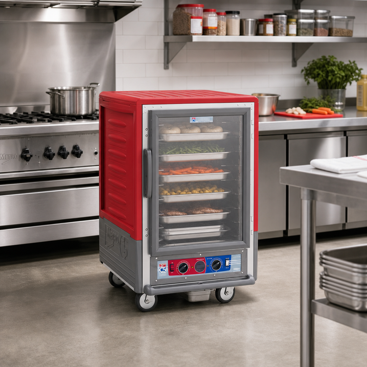 Product image #2 for Metro C5 3 Series Mobile Half-Height Combination Heated Holding and Proofing Cabinet with Clear Polycarbonate Door and Universal Wire Slides