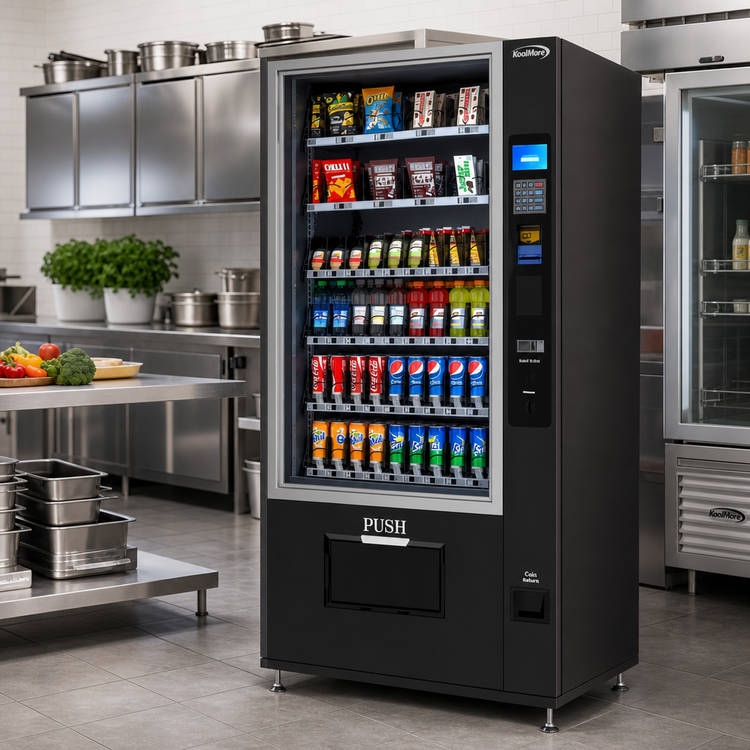 Product image #2 for KoolMore Refrigerated Snack and Drink Vending Machine with 60 Slots, Coin/Bill Acceptor, Black