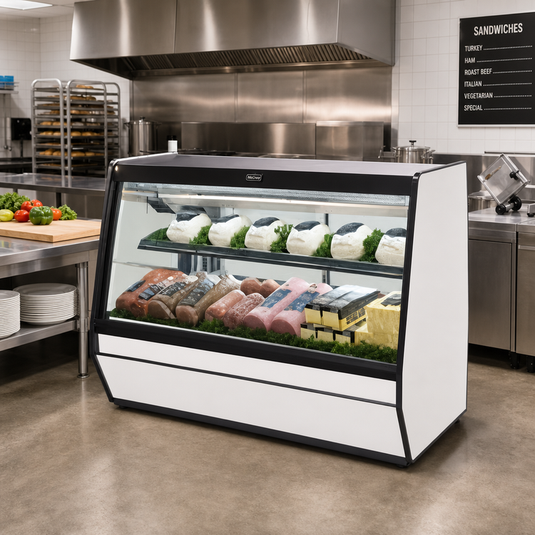 Product image #2 for Howard-McCray Curved Glass Single Duty Deli Meat & Cheese Service Case, 50 Inch, Remote Refrigeration, LED