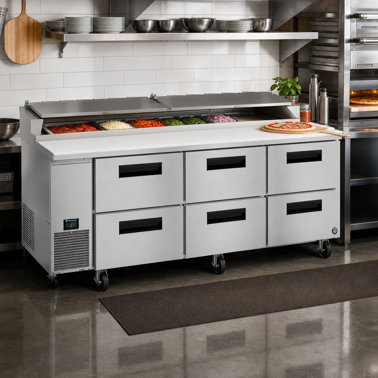 Product image #2 for Hoshizaki Steelheart 93-Inch Pizza Prep Table with 6 Drawers