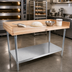 Thumbnail image #2 for John Boos 48-Inch x 30-Inch Bakers' Top Wood Work Table with Northern Hard Rock Maple Top, Galvanized Base, and Undershelf