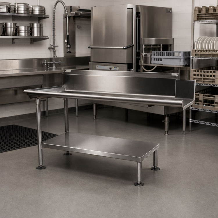 Product image #2 for John Boos 113-5/8" x 24-1/8" Dishtable Undershelf with 18/300 Stainless Steel Shelf