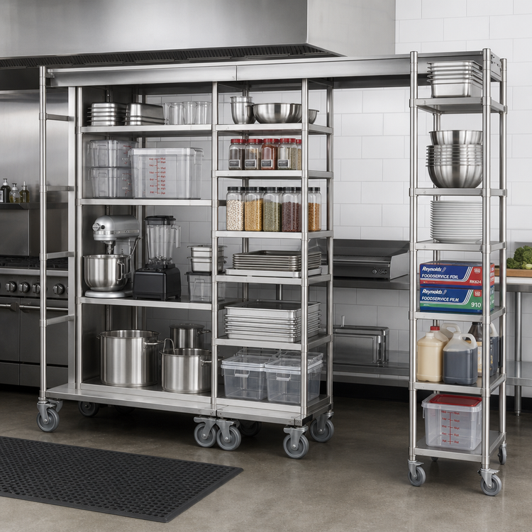 Product image #2 for Metro TOP-TRACK Super Erecta & Super Adjustable 21-Inch Stationary End Unit Kit with 86-Inch Stainless Steel Posts