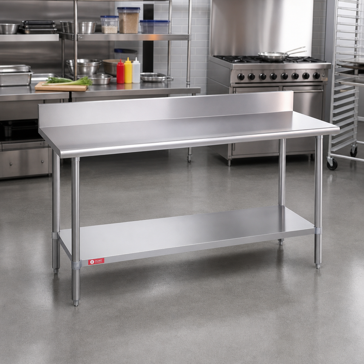 Product image #2 for Duke 72-Inch x 30-Inch Stainless Steel Work Table with 5-Inch Riser and Undershelf