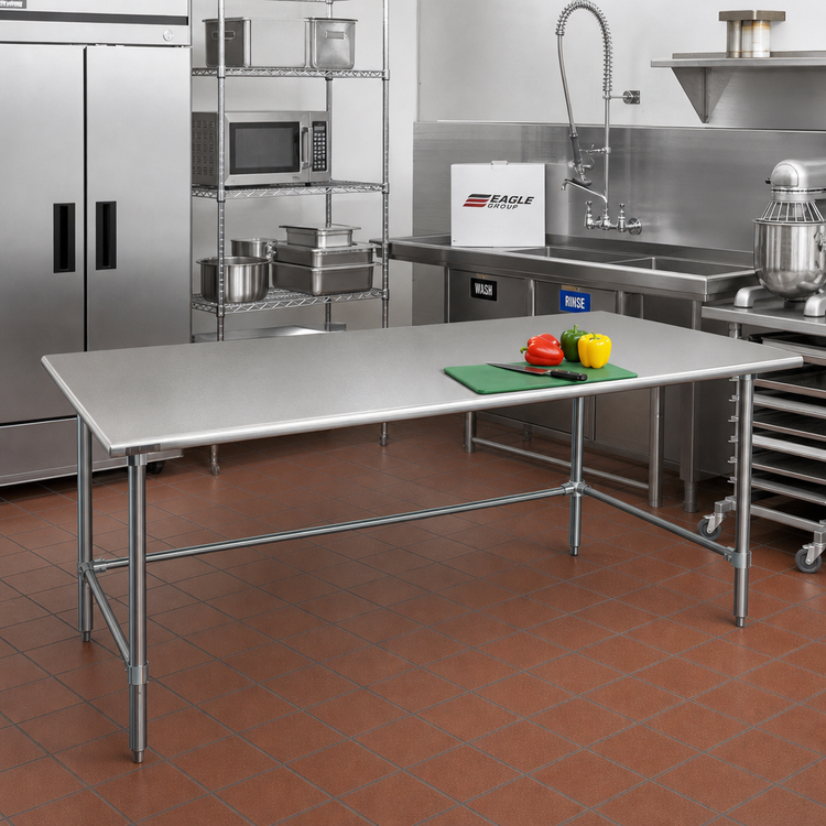 Product image #2 for Eagle Group BlendPort® Budget Series 60" x 30" 430 Stainless Steel Work Table with Rolled Rim Edge