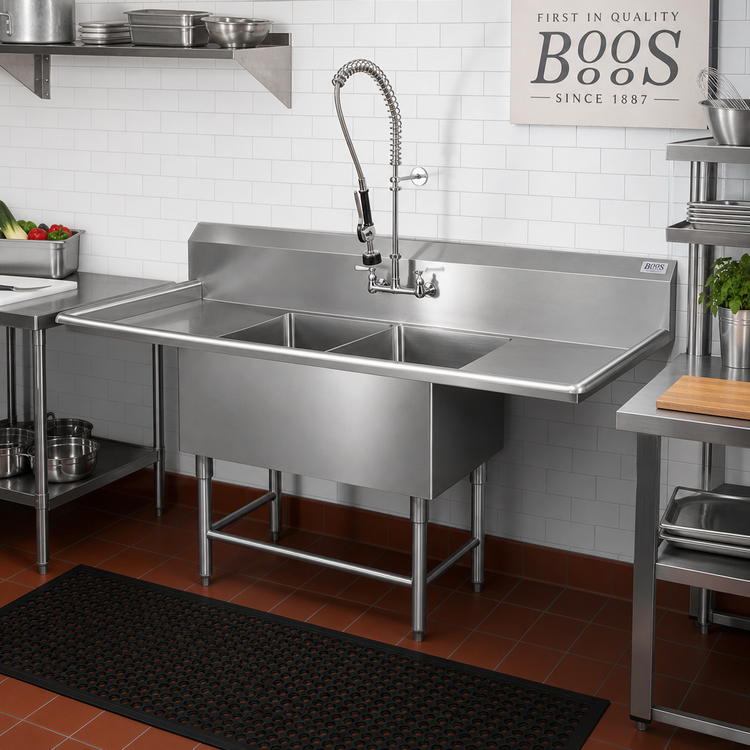 Product image #2 for John Boos Pro-Bowl 2-Compartment Stainless Steel Drainboard Sink