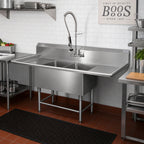 Thumbnail image #2 for John Boos Pro-Bowl 2PB204-2D30 2-Compartment Stainless Steel Sink with Left & Right Drainboards, 10 in. Backsplash, 16/300 Stainless Steel