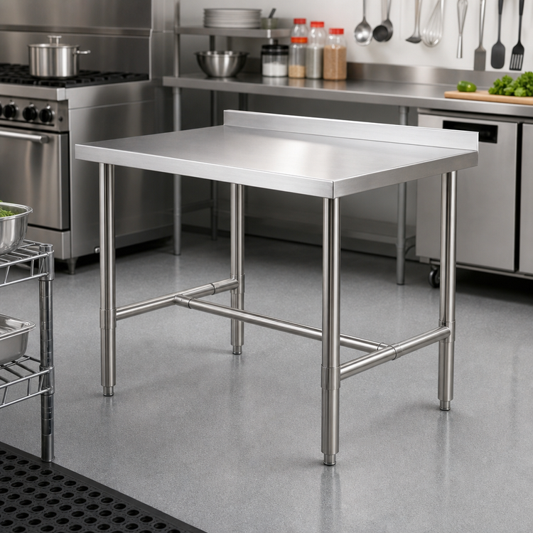 Product image #2 for Stainless Steel Open Base Work Table with 2-Inch Rear Up-Turn, 30 x 24 x 38 Inches