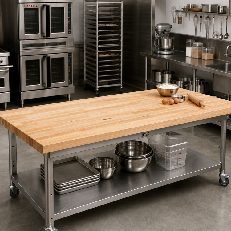 Product image #2 for John Boos 84 Inch x 30 Inch Edge Grain Wood Bakers' Table Top, Northern Hard Rock Maple
