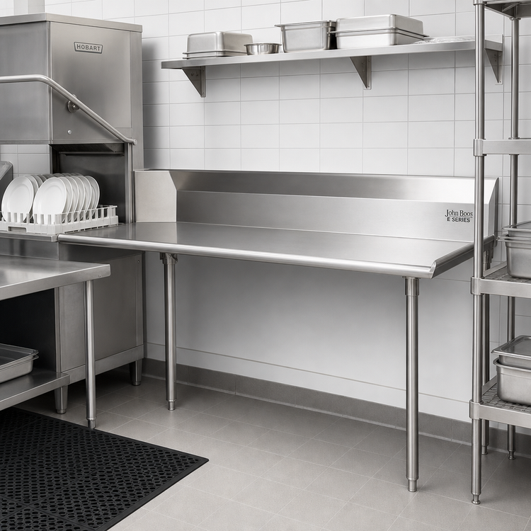 Product image #2 for John Boos E-Series Clean Straight Dishtable, 72 x 30 Inch, Right-to-Left Operation, 18-Gauge Stainless Steel