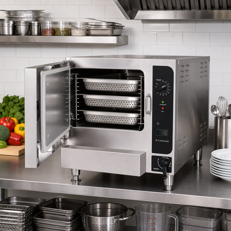 Product image #2 for Cleveland SteamChef 3 High-Speed Countertop Gas Boilerless Convection Steamer, 1 Compartment, 3 Full-Size Pan Capacity