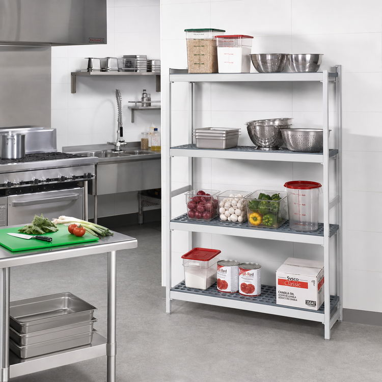 Product image #2 for Fermostock 4-Tier Perforated Polymer Shelving Expansion Unit, 42W x 18D x 71H