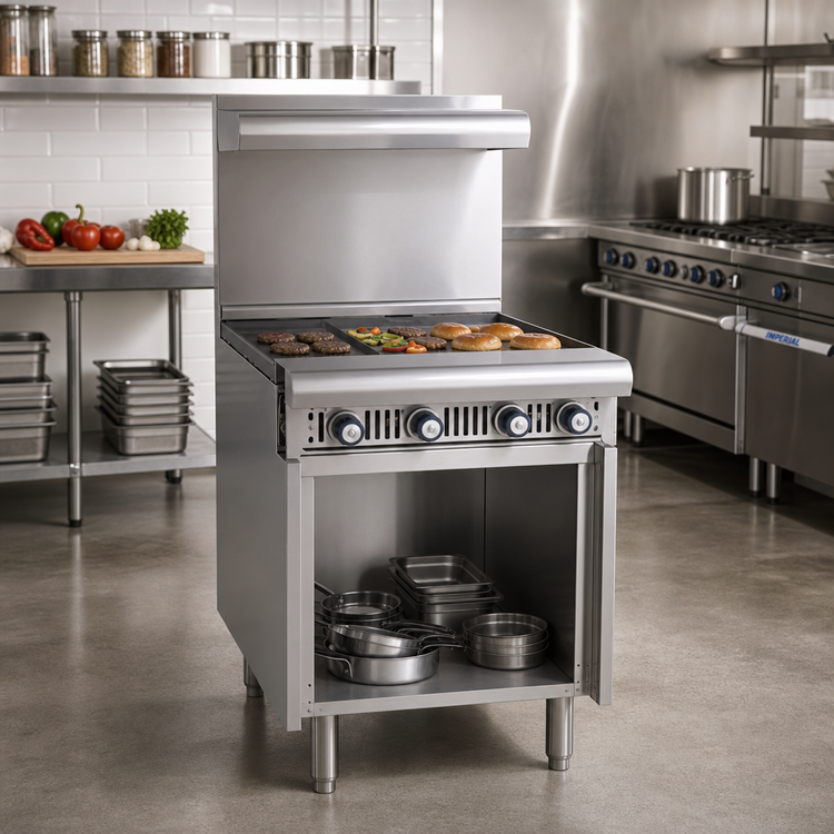 Product image #2 for Imperial Spec Series 24-Inch Heavy-Duty Gas Add-A-Unit Griddle Range with Thermostatic Controls and Open Cabinet Base