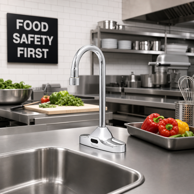Product image #2 for ChekPoint Electronic Touchless Deck-Mount Faucet with 4-Inch Centers and 4-1/8-Inch Gooseneck Spout