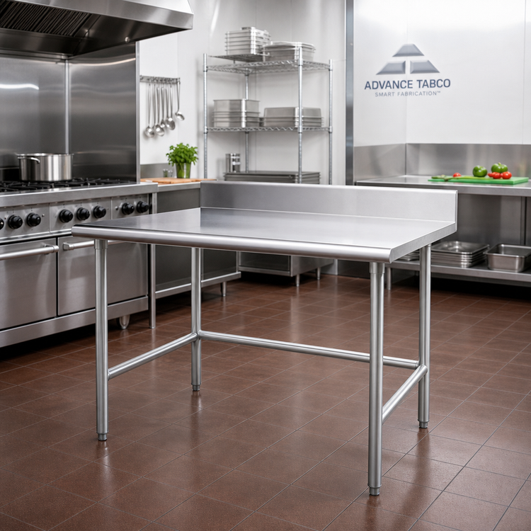 Product image #2 for Advance Tabco 30 Inch Square Corner Work Table with 5 Inch Backsplash