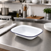 Thumbnail image #2 for American Metalcraft Enamelware Oblong Serving Bowl, 32 oz., White with Blue Rim