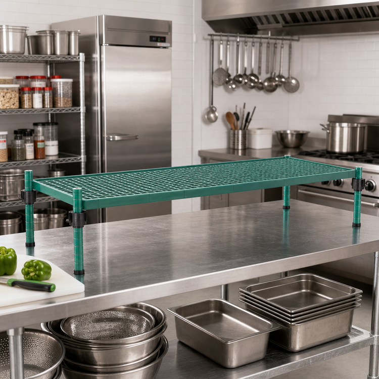 Product image #2 for QuadPlus Louvered Polymer Shelf Mat with Wire Quad-Adjust Frame, 54 x 18 Inches, Green