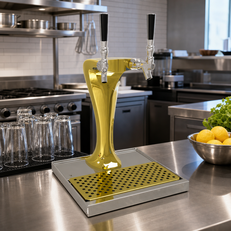 Product image #2 for Glastender Cobra 2-Faucet Air-Cooled Countertop Draft Dispensing Tower, Gold Finish
