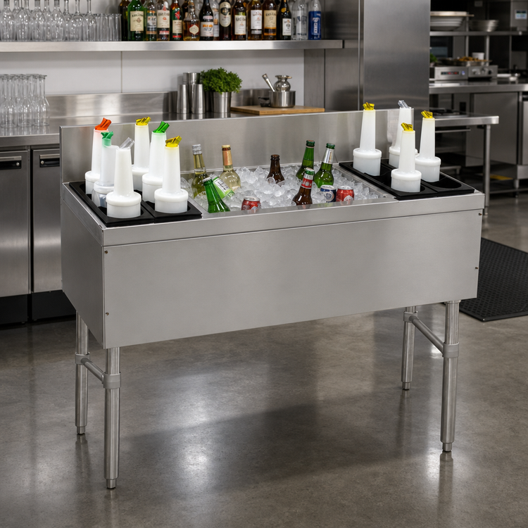 Product image #2 for Prestige Supreme 60-Inch Stainless Steel Bar Ice Chest with 10-Circuit Cold Plate and Bottle Wells