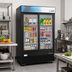 Thumbnail image #2 for KoolMore Two-Section Glass Door Merchandiser Refrigerator, 45 Cu. Ft., Sliding Doors, Bottom-Mount, Black